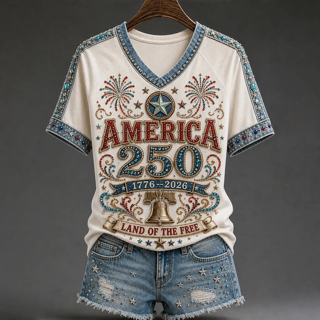 USA Freedom 250th Anniversary Casual Graphic T-Shirt