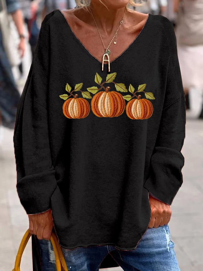 Women's Casual Autumn Pumpkin Print Loose Fit Sweatshirt