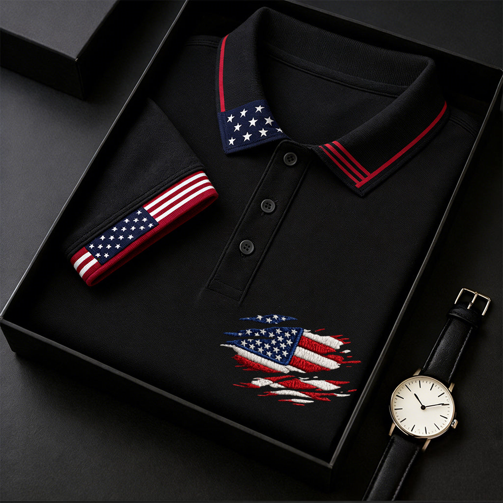 Men's America 250th Anniversary Printed Casual Polo Shirt