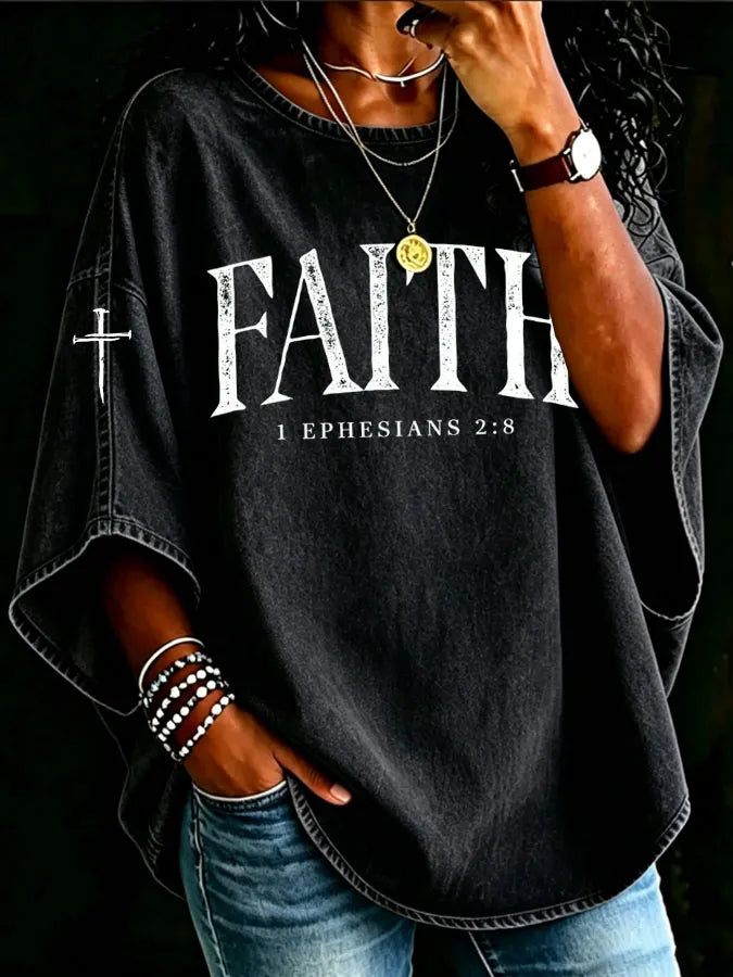 Women's Faith Cross Print T-shirt
