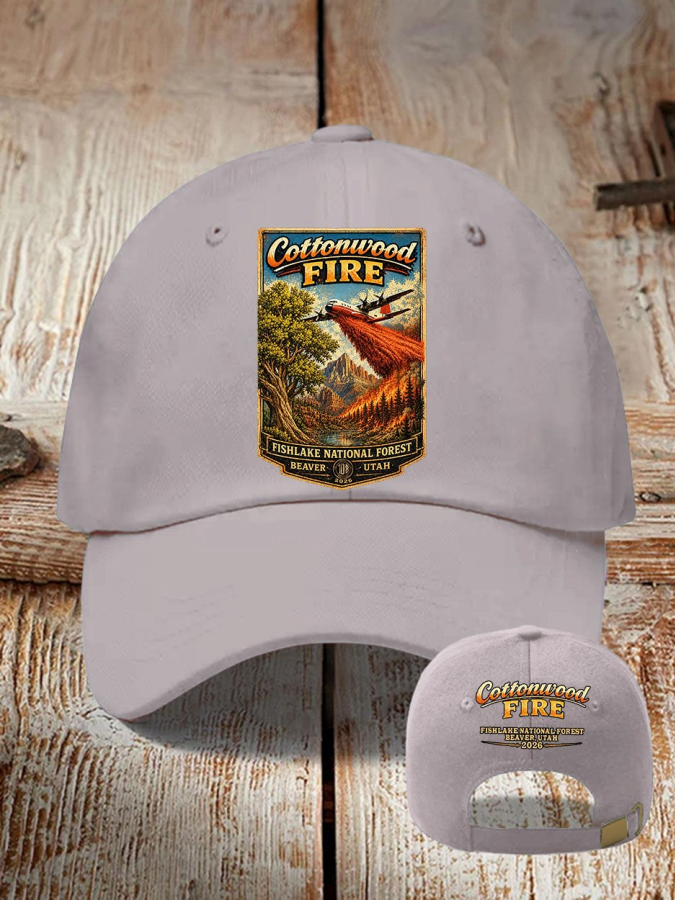 Retro Cottonwood Fire Fishlake National Forest, Beaver, Utah 2026 Print Baseball Cap