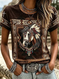 Women's  Retro Western-Style Faith Print T-shirt