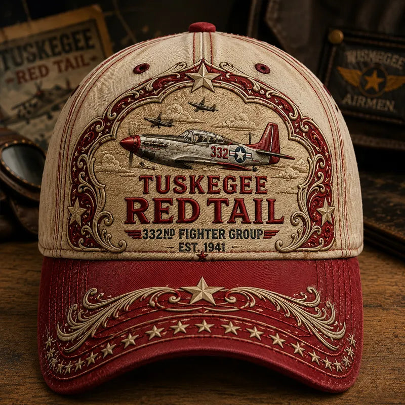 Tuskegee Pilot Red Tail Print Casual Baseball Cap