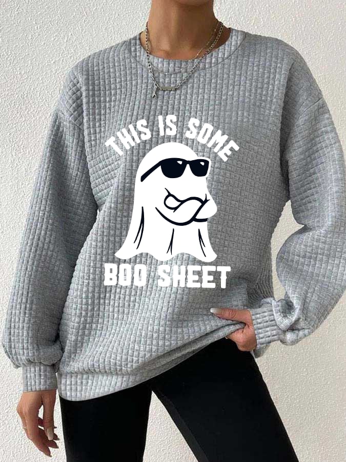 Women's Halloween This Is Some Boo Sheet Waffle Sweatshirt