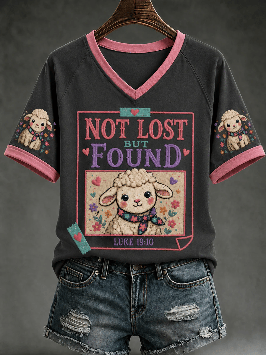 Women's Christian Not Lost But Found V-neck Short Sleeve T-shirt