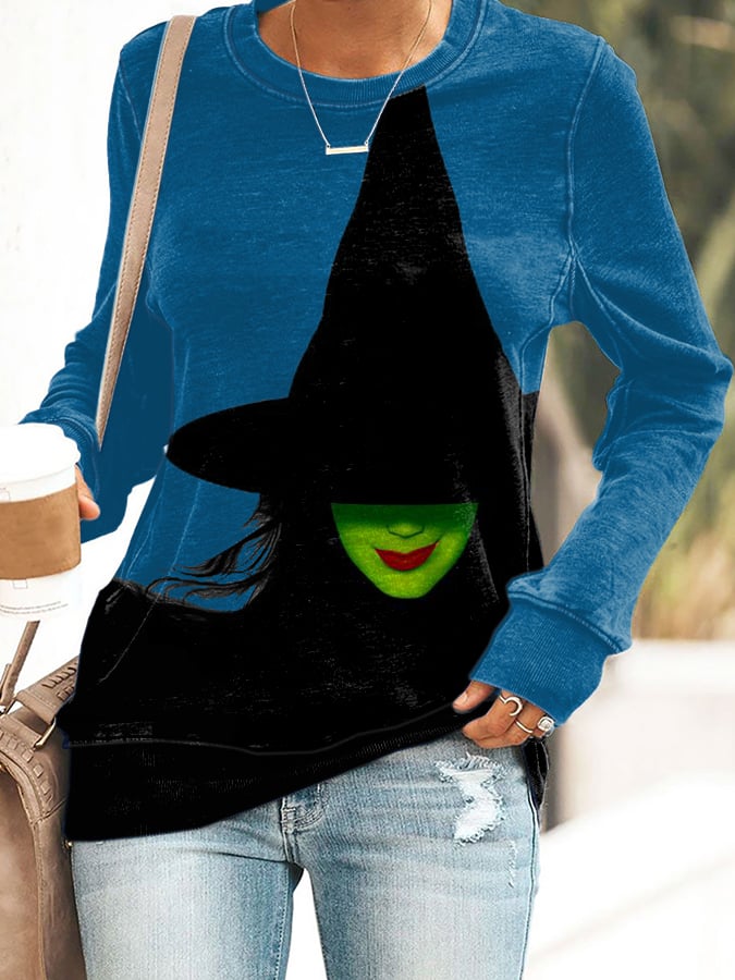 Women's Witch Printed Long Sleeve Sweatshirt
