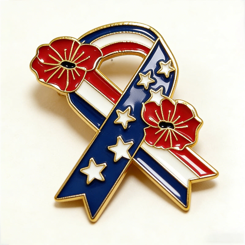 Unisex US Memorial Day Poppy Exquisite Brooch