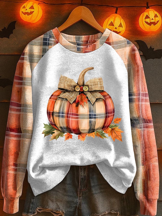 Women's Pumpkin Season Print Raglan Sleeve Sweatshirt