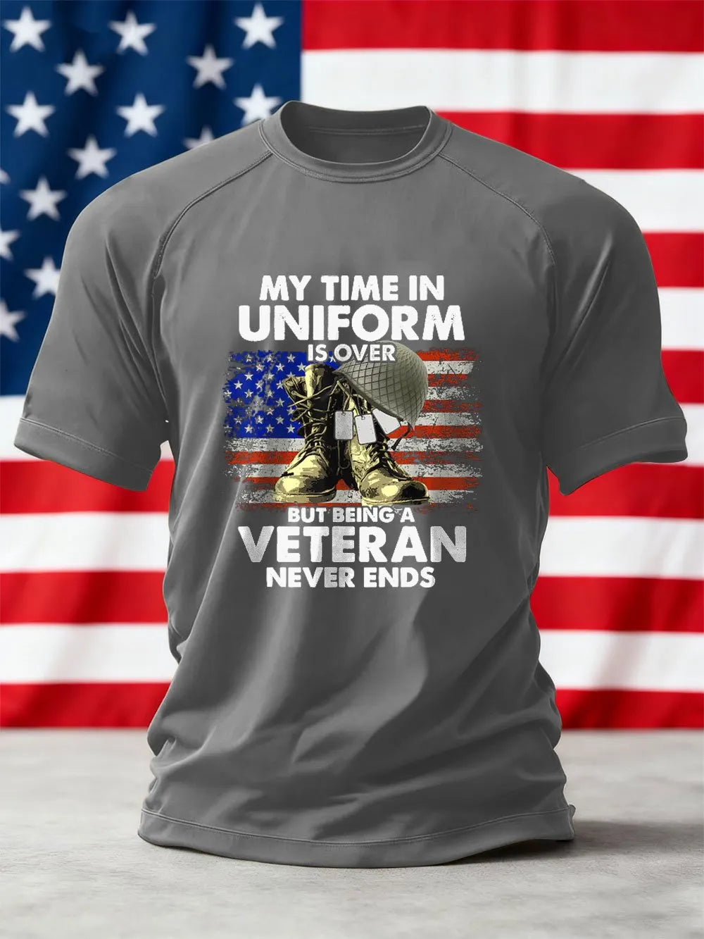 Men's Veterans Day Printed Crew Neck Short Sleeve T-Shirt