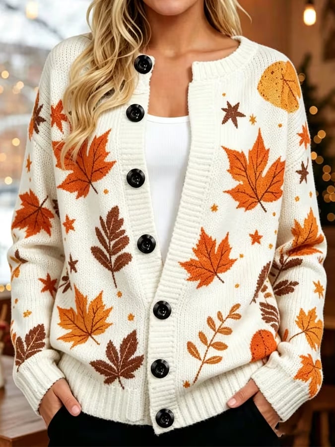 Women's Casual Autumn Printed Cardigan