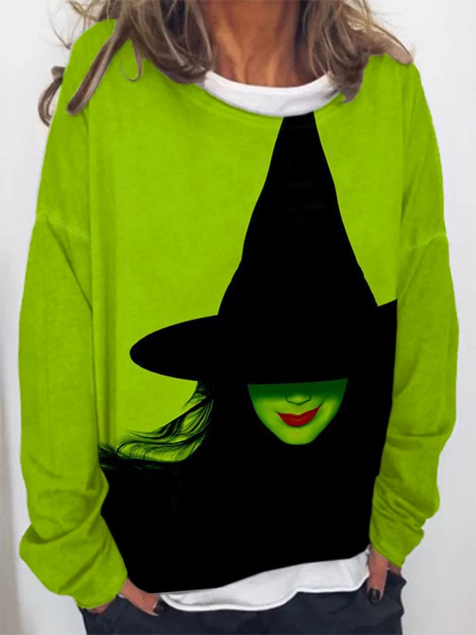Women's Witch Print Pullover Sweatshirt