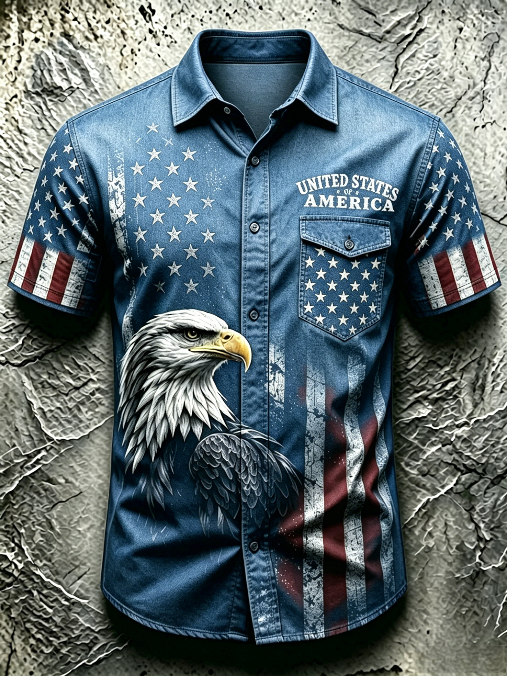 American Star Spangled Banner Commemorative Printed Pocket Shirt
