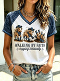 Women's Printed V-Neck Top