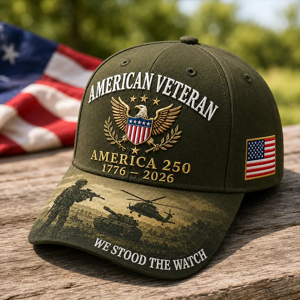 250 Years of Freedom Veteran Cap – Patriotic Eagle Embroidered America 250 Hat