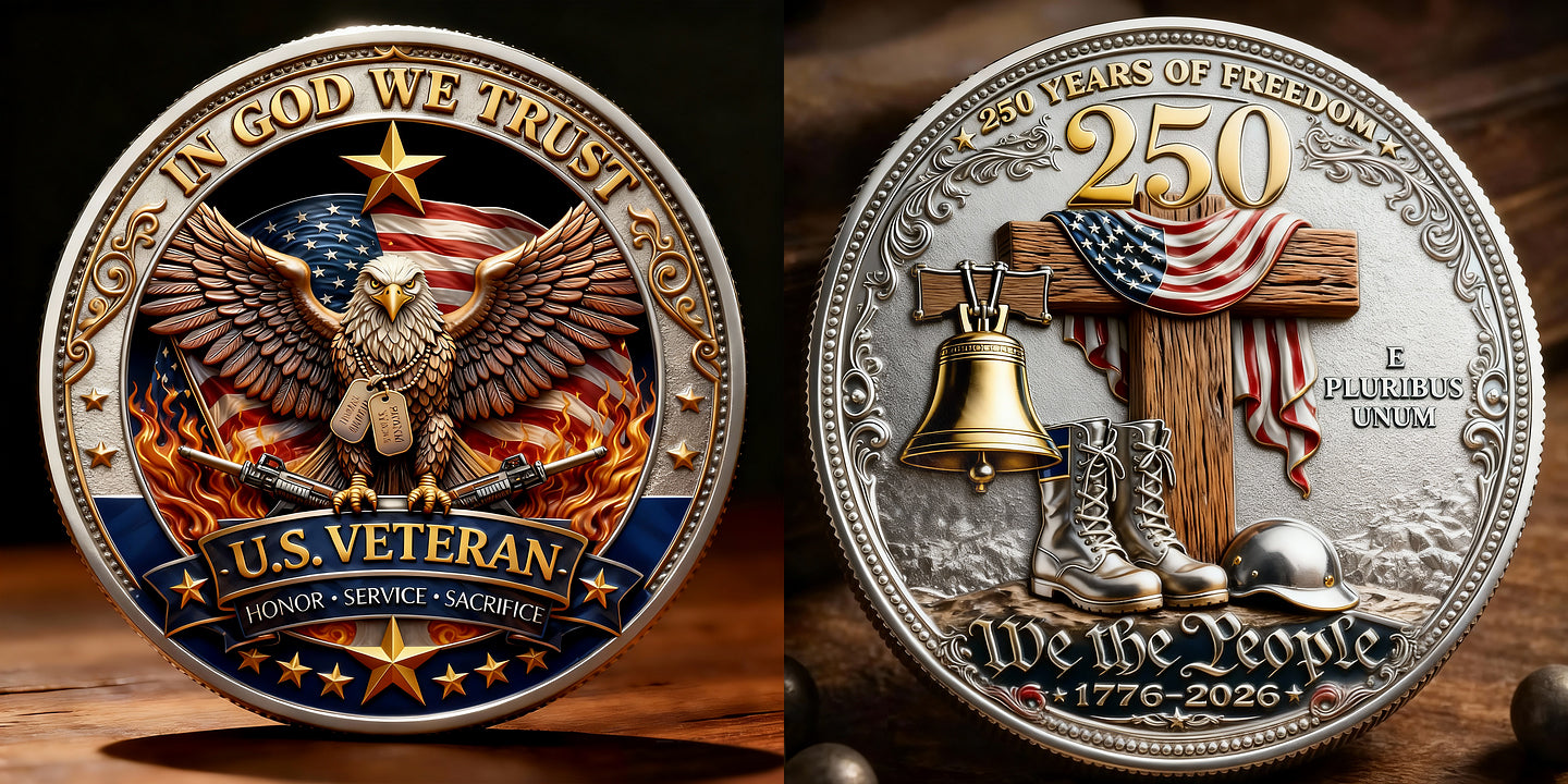 U.S. Veteran – In God We Trust | 250 Years of Freedom Commemorative Metal Medal