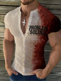 Men's Casual Bloody Problem Solving V-Neck Top