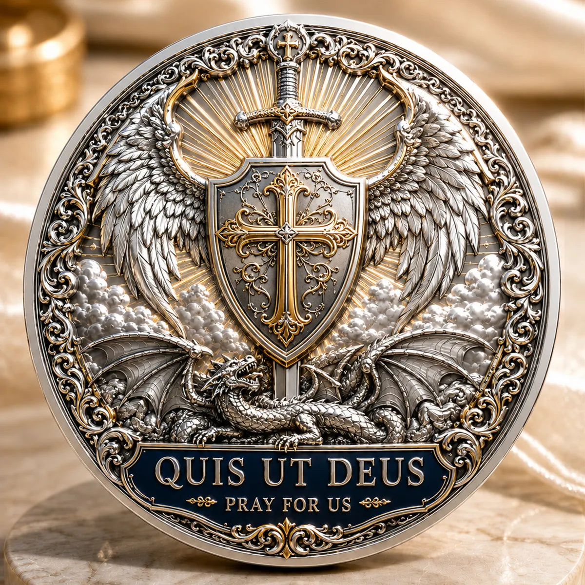 Saint Michael Protect Us Commemorative Metal Medal