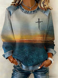 Women's Retro Faith Print Sweatshirt