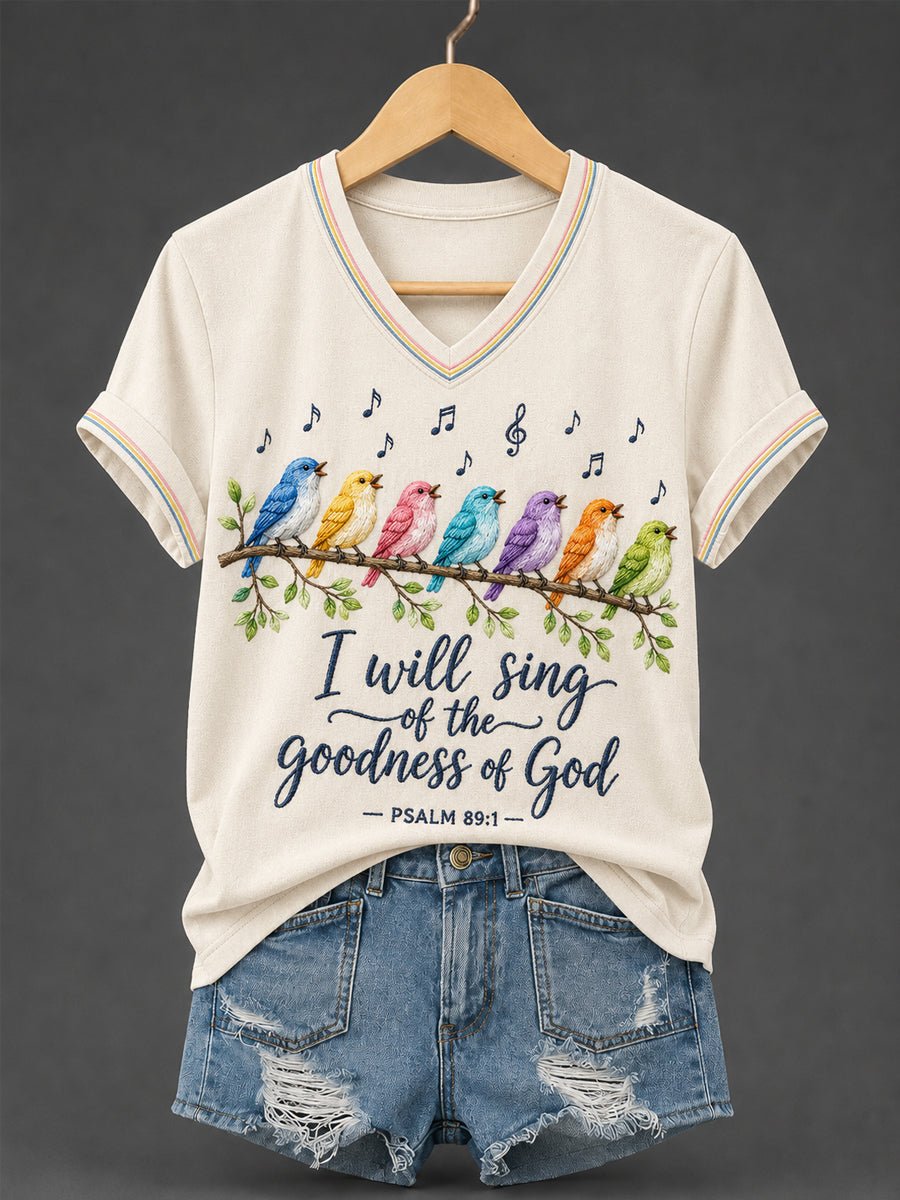 Classic I Will Sing Of The Goodness Of God Psalm 89:1 Christian Bird Short-Sleeved Shirt