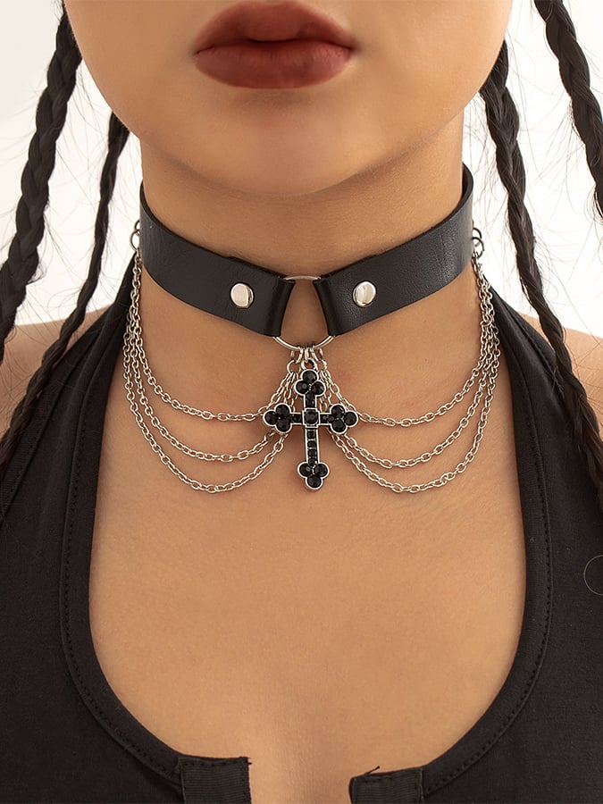 Women's Halloween Punk Cross Necklace
