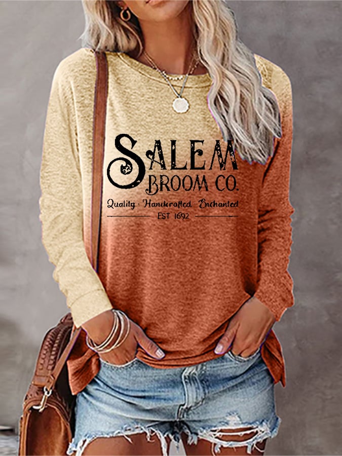 Gradient Print Long-Sleeve Top