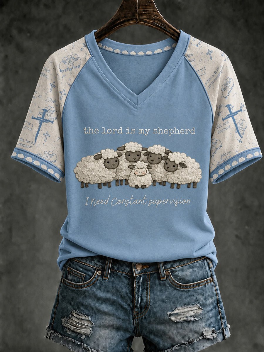 Women's Christian The Lord Is My Shepherd Printed Casual Tops