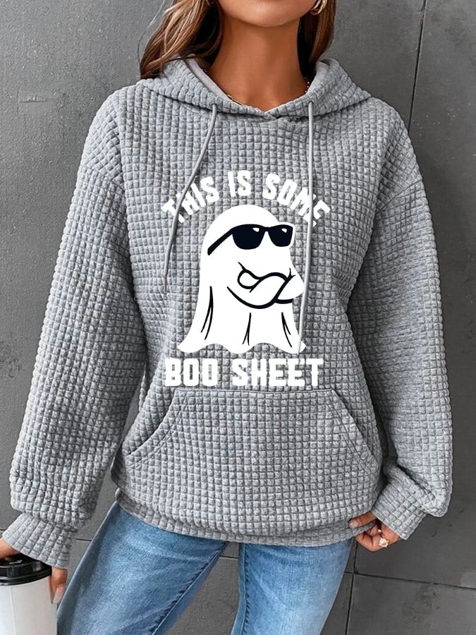 Women's Halloween This Is Some Boo Sheet Waffle Hoodie
