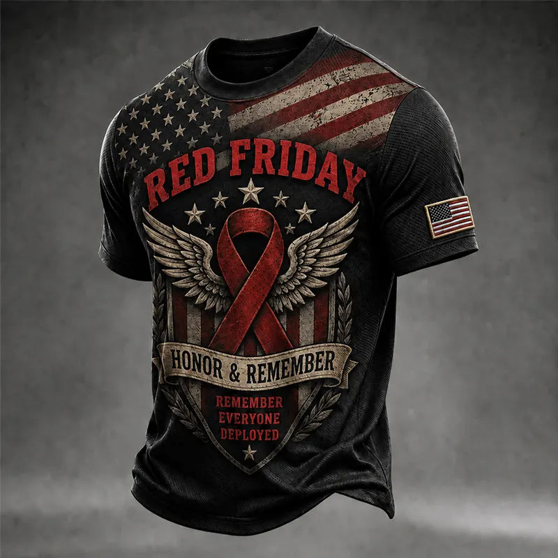 Men's Retro RED FRIDAY Art Print Casual T-Shirt