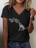 Women's Boop Bones Dog Print V-Neck T-Shirt