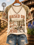 Women's Vintage Western Faith-Print T-Shirt