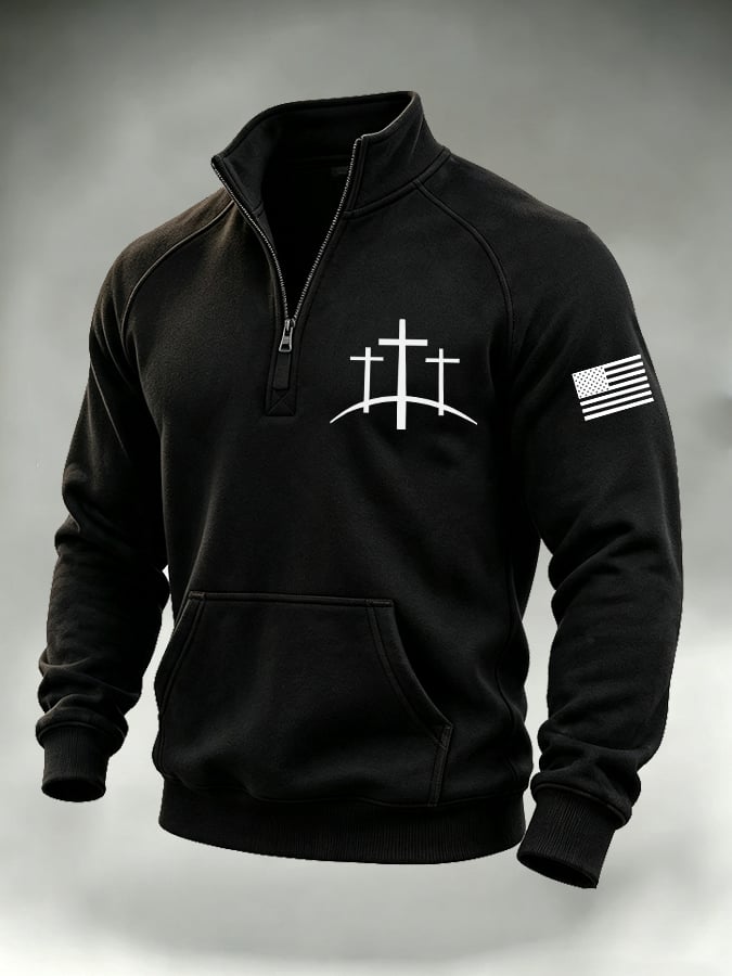Men's Retro Faith Cross-Print Sweatshirt