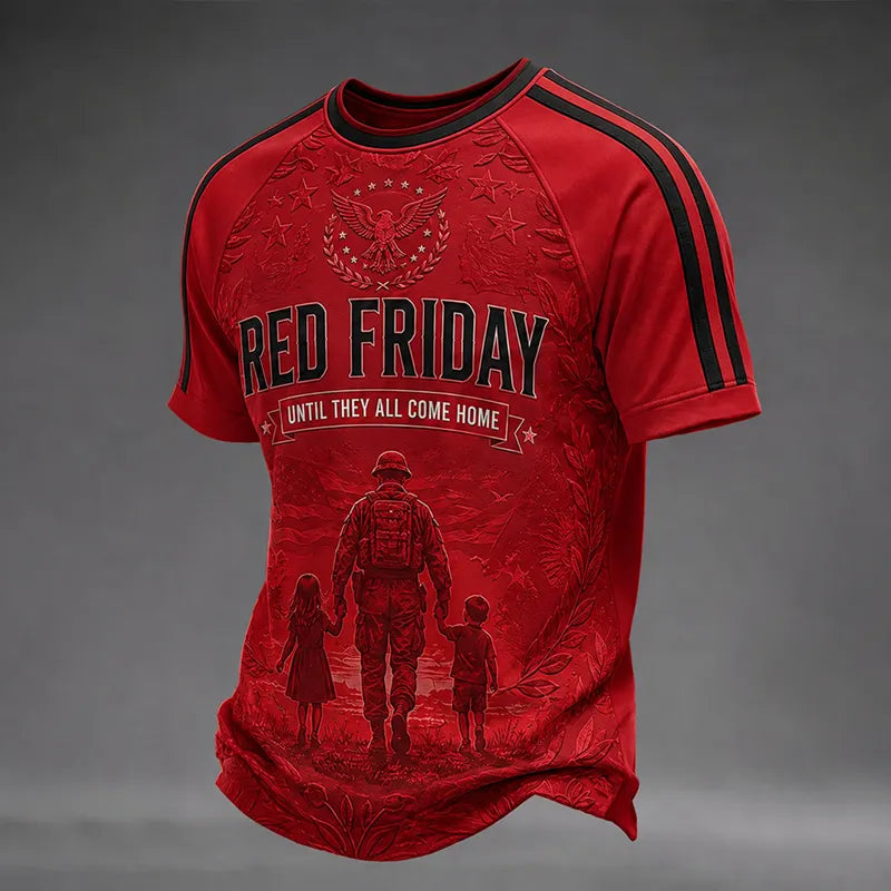 Men's Retro RED FRIDAY Art Print Casual T-Shirt