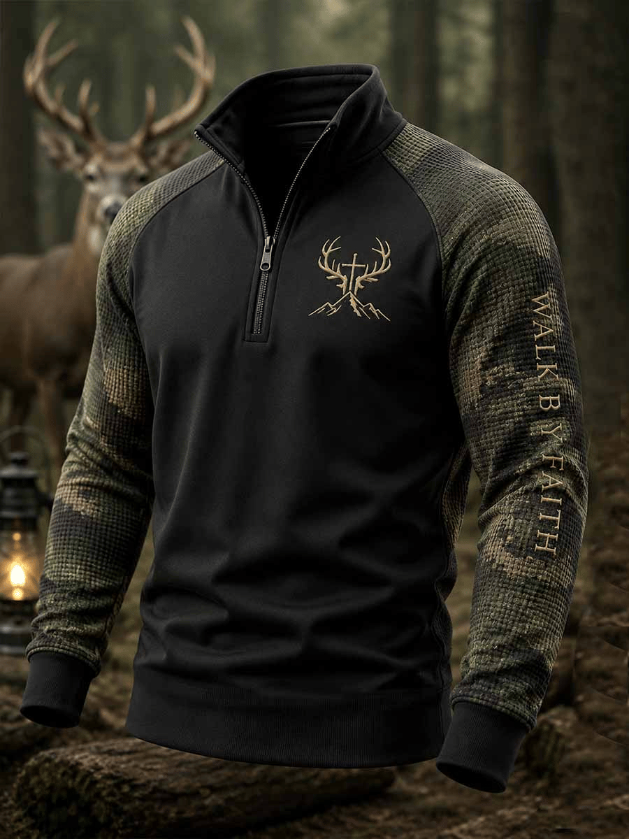 Men's Vintage Traditional Reindeer Pattern Western Sweatshirt