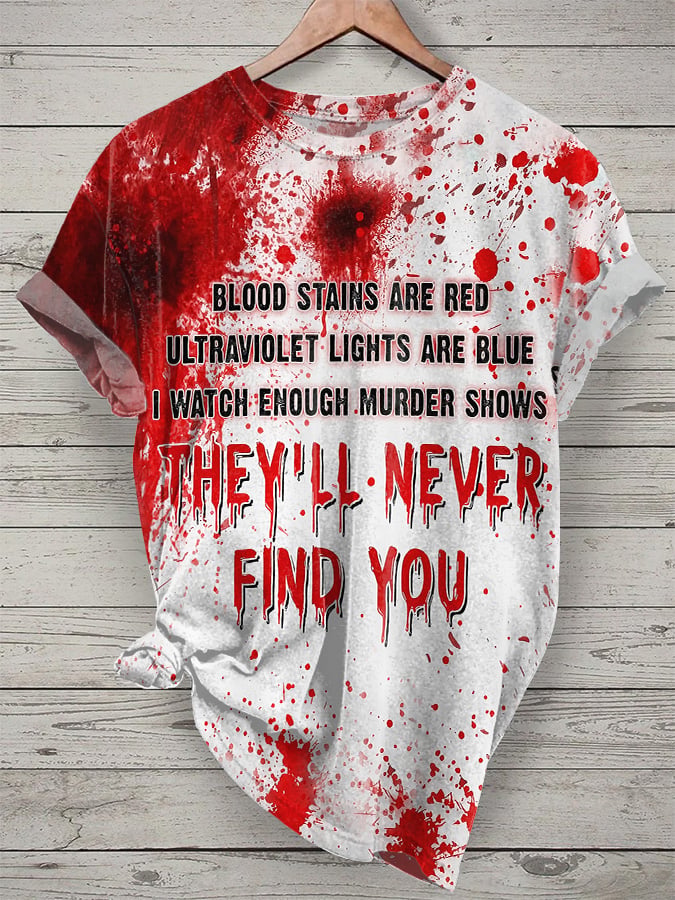 Women's Casual Bloodstain Print T-Shirt
