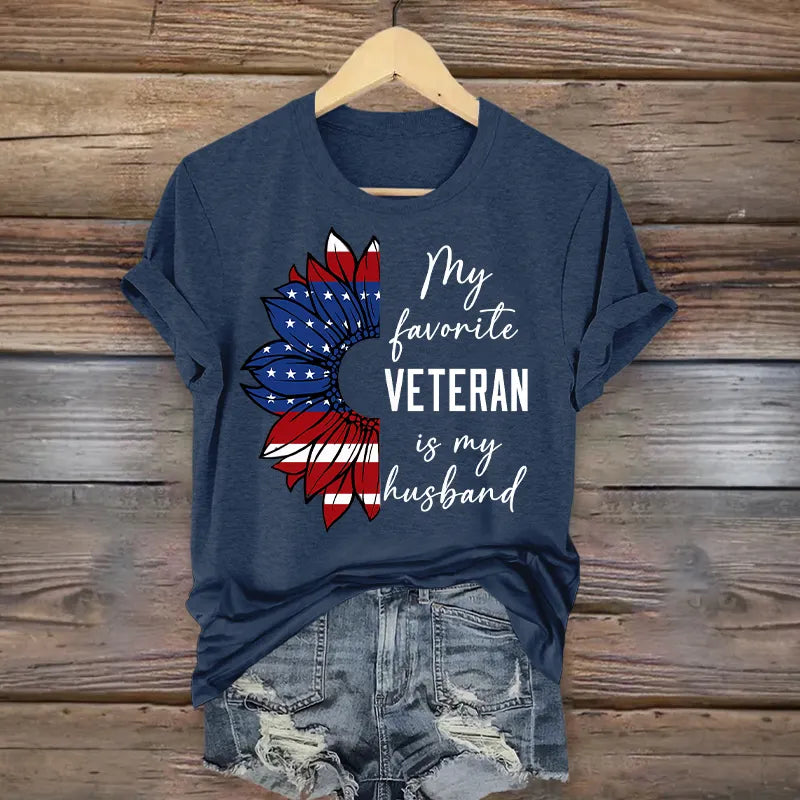 Women's Veteran Casual Printed T-shirt