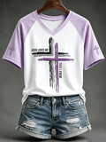 Women's  Retro Jesus Loves Me Faith Print T-shirt