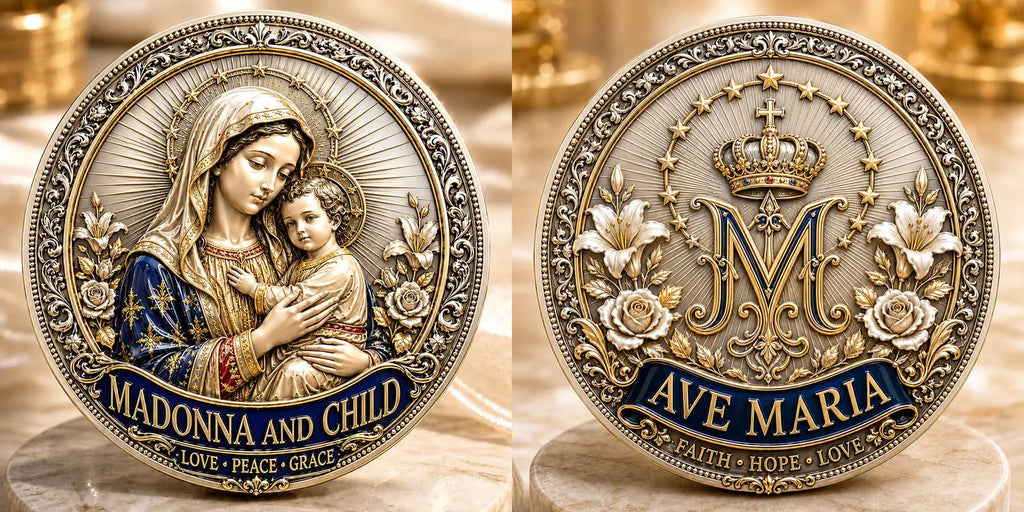 Ave Maria Madonna & Child Commemorative Metal Medal
