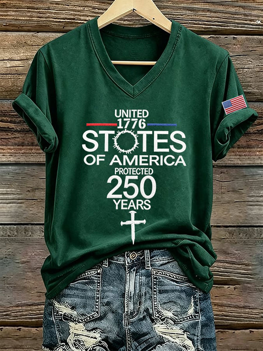 Women's America 250 1776-2026 Freedom Faith Print T-shirt
