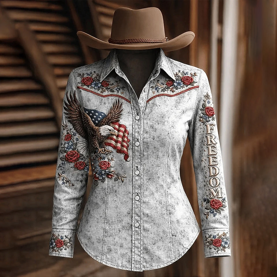 Women'S Casual American 250th Anniversary Commemorative Printed Shirt