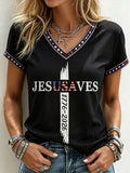 Women's 'Jesus Saves' Printed Casual T-Shirt