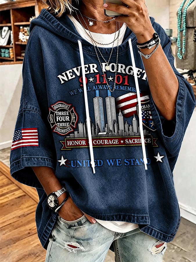 9.11 Never Forget Print Hooded Sweatshirt