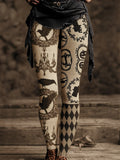 Women's Vintage Medieval Crow and Pumpkin Print Pants