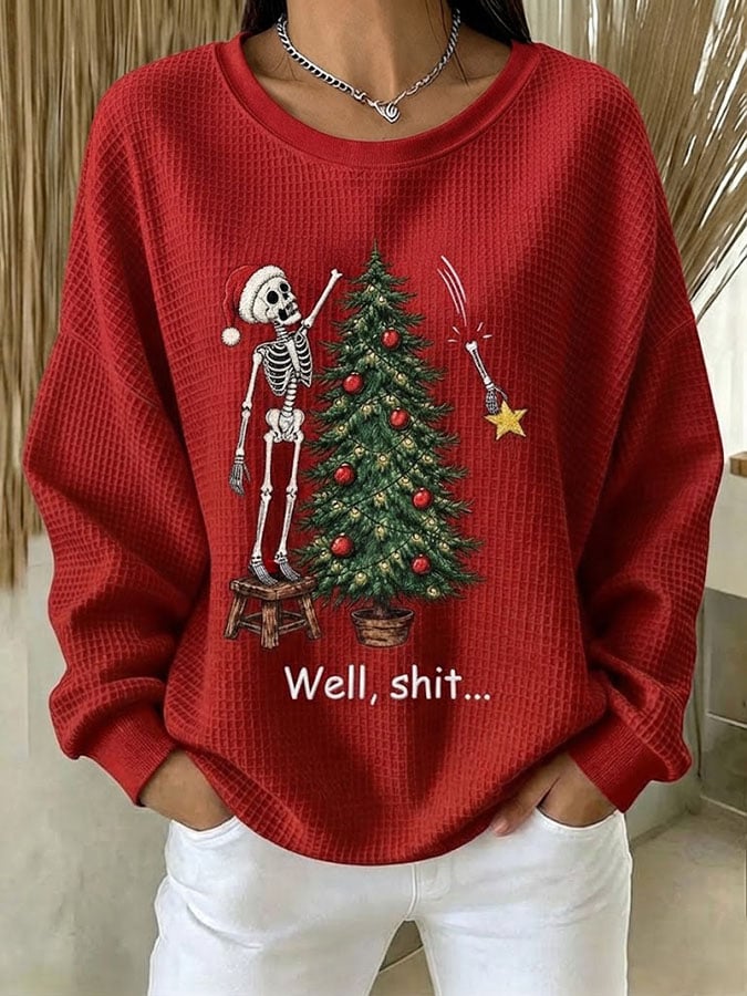 Women's Well Shit Christmas Printed Casual Sweatshirt