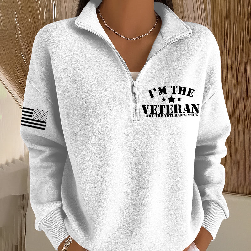 I'm a Veteran, Not a Veteran's Wife Casual Zip-Up Sweatshirt