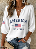 Women'S America Flag Printed Casual Top