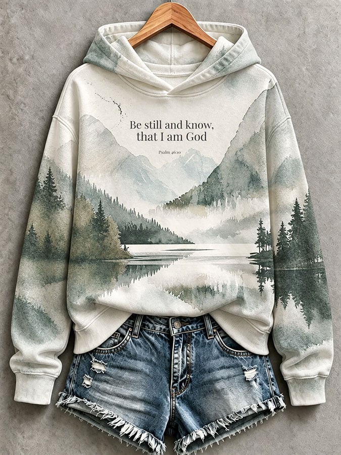 Women's Casual Printed Hooded Sweatshirt