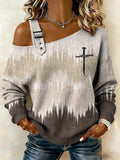 Women's Faith Print Off-Shoulder Knit Top