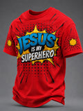 Men's Jesus is My Superhero Printed Casual T-shirt