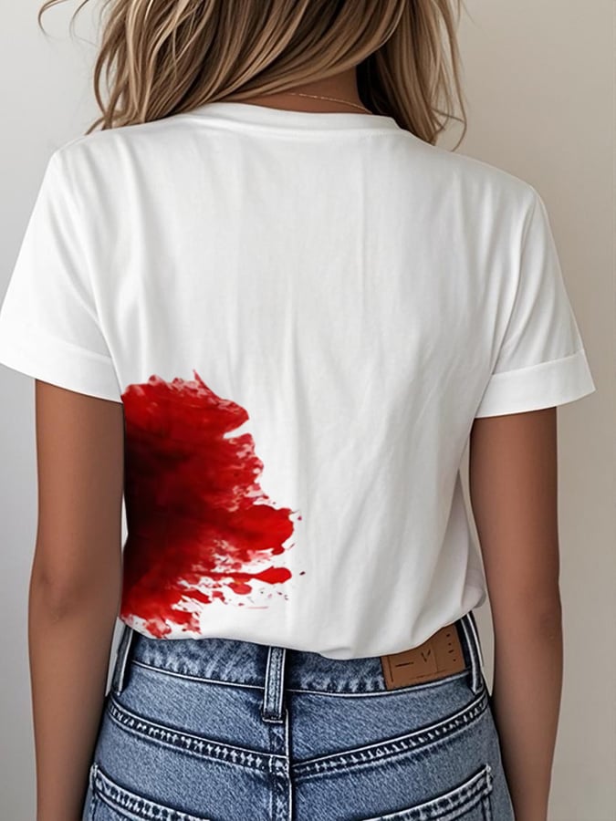 Women's I'm Fine Bloody Blood Stain Graphic T-Shirt