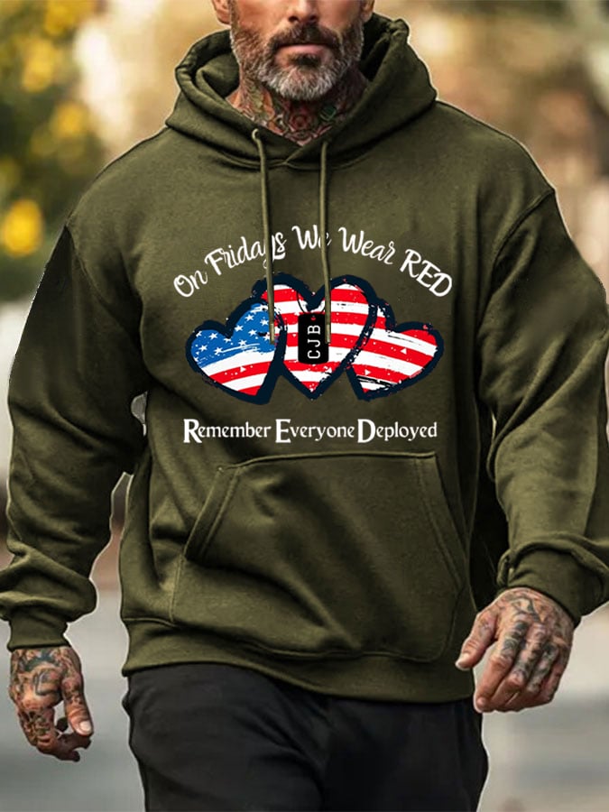 Men's On Fridays We Wear Red Print Hoodie